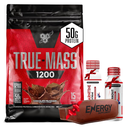 BSN - True Mass - 4.71 Kg - 15 Serving- Chocolate Milkshake+Wellness Nutrition L-Carnitine 3500MG Extreme Shot Ampoule-2Serv-50Ml-Blueberry+Wellness Nutrition Pump Pre-Workout Shot -60Ml-BlueBerry+ Energy Back Belt