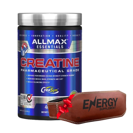 [54756895980] AllMax Nutrition - Creatine Monohydrate, Micronized Creatine Powder for Strength and Muscle Recovery, Gluten Free & Fast Absorbing 400g+Back belt