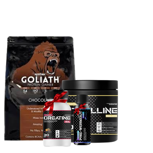[43265665] Syntrax GOLIATH Protein Gainer- 41 sev-.5.44 Kg-Chocolate+Vanation Citrulline Malate - 90G - 30 Servings+Creatine HCL (Twist Fruits)+Vanation Pre-Workout Pump Shot -1Serv.- 60ml-BlueBerry